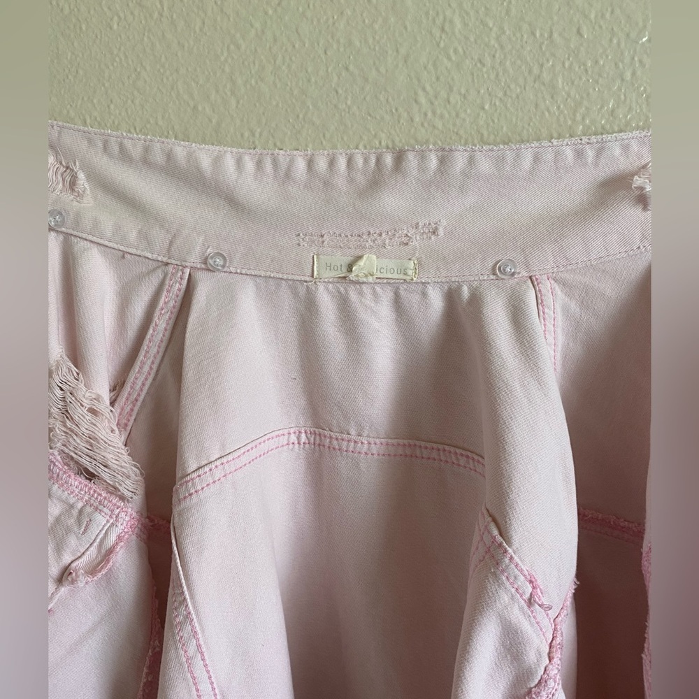 Light Pink Distressed Denim Jacket - Picture 8 of 10